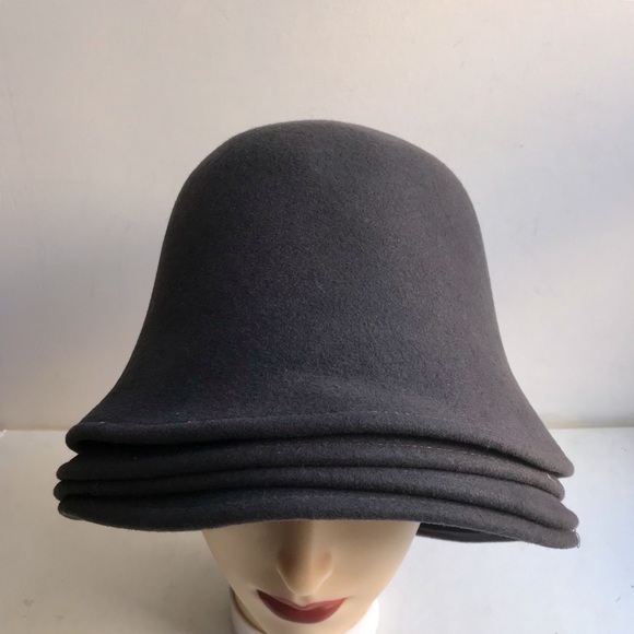 Hat Cloche Cap 100%Wool Felt USA Gray NEW Stock - Picture 6 of 7
